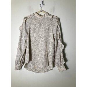 Endless Rose Off White Black Long Sleeve High Collar Top Sz S